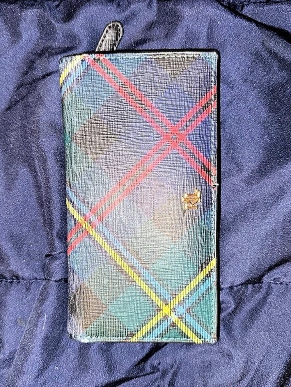 Ralph Lauren Plaid Zip-Around Wallet in Black & Red